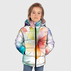 Куртка зимняя для мальчика Акварельный цветочный принт, цвет: 3D-черный — фото 2