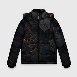 Куртка зимняя для мальчика Черные неоноыве плиты, цвет: 3D-светло-серый