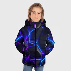 Куртка зимняя для мальчика Неоновые фиолетовые и синие плиты, цвет: 3D-черный — фото 2