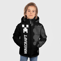 Куртка зимняя для мальчика Minecraft glitch на темном фоне: по-вертикали, цвет: 3D-черный — фото 2