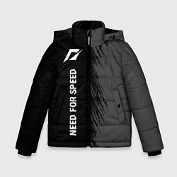 Куртка зимняя для мальчика Need for Speed glitch на темном фоне: по-вертикали, цвет: 3D-черный