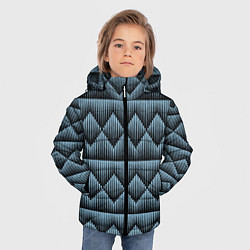 Куртка зимняя для мальчика Черные синие объемные ромбы, цвет: 3D-черный — фото 2