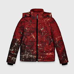 Куртка зимняя для мальчика Текстура - Red on black, цвет: 3D-черный