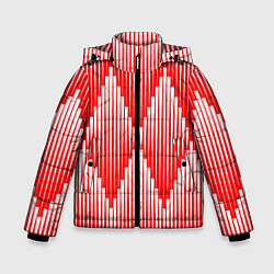 Куртка зимняя для мальчика Красные белые большие ромбы, цвет: 3D-черный
