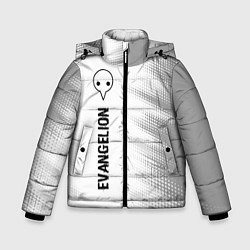 Зимняя куртка для мальчика Evangelion glitch на светлом фоне: по-вертикали