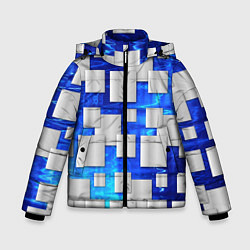 Куртка зимняя для мальчика Стальные квадраты, цвет: 3D-черный