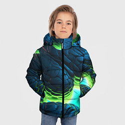 Куртка зимняя для мальчика Зеленые объемные плиты, цвет: 3D-черный — фото 2