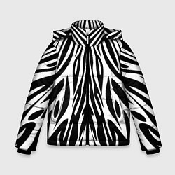 Куртка зимняя для мальчика Черная абстракция зебра, цвет: 3D-черный