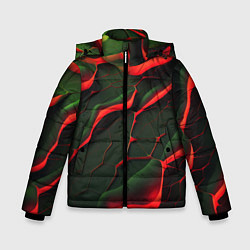 Куртка зимняя для мальчика Объемные зеленые плиты, цвет: 3D-черный