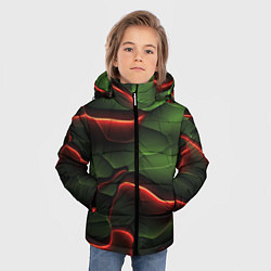 Куртка зимняя для мальчика Объемные красно зеленые плиты, цвет: 3D-светло-серый — фото 2