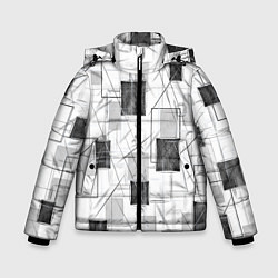 Куртка зимняя для мальчика Квадраты и штрихи, цвет: 3D-черный