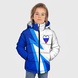 Куртка зимняя для мальчика Флаг России в сердечке - синий, цвет: 3D-красный — фото 2