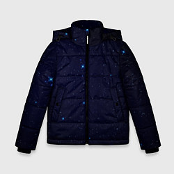 Куртка зимняя для мальчика Тёмный космос и синие звёзды, цвет: 3D-светло-серый