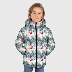 Куртка зимняя для мальчика Узор из елочных шаров на ветке, цвет: 3D-светло-серый — фото 2