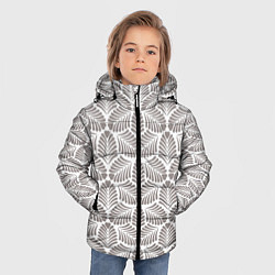Куртка зимняя для мальчика Орнамент из тропических листьев с сердечком, цвет: 3D-светло-серый — фото 2