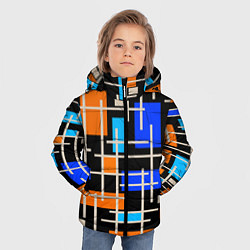 Куртка зимняя для мальчика Разноцветная прямоугольная абстракция, цвет: 3D-светло-серый — фото 2