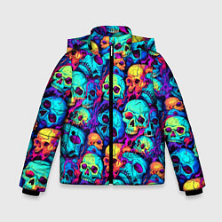 Куртка зимняя для мальчика Яркие кислотные черепа, цвет: 3D-черный