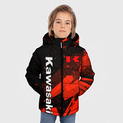 Куртка зимняя для мальчика Кавасаки - красные брызги, цвет: 3D-светло-серый — фото 2