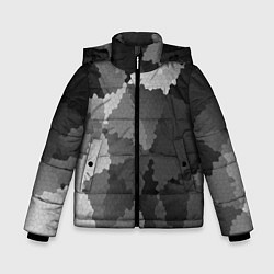 Куртка зимняя для мальчика Мозаичный узор в серых оттенках, цвет: 3D-черный