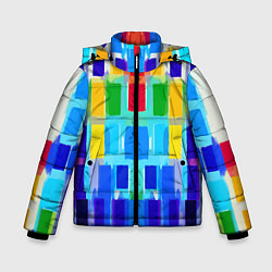 Куртка зимняя для мальчика Colorful strips - pop art - vogue, цвет: 3D-красный