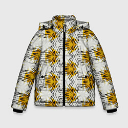 Куртка зимняя для мальчика Узор шестиугольные соты, цвет: 3D-черный