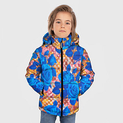 Куртка зимняя для мальчика Цветочный разноцветный узор с розами, цвет: 3D-черный — фото 2