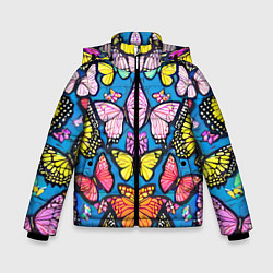 Куртка зимняя для мальчика Зеркальный паттерн из бабочек - мода, цвет: 3D-светло-серый