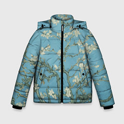 Куртка зимняя для мальчика Цветущие ветки миндаля - картина ван Гога, цвет: 3D-светло-серый