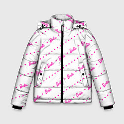 Куртка зимняя для мальчика Барби паттерн - логотип и сердечки, цвет: 3D-черный