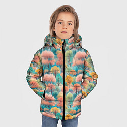 Куртка зимняя для мальчика Деревья разноцветные узор, цвет: 3D-светло-серый — фото 2