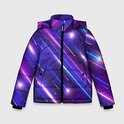 Куртка зимняя для мальчика Неоновый звездопад - полосы, цвет: 3D-черный