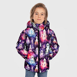 Куртка зимняя для мальчика Хэллоуин Акварельные привидения, цвет: 3D-светло-серый — фото 2