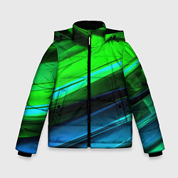 Куртка зимняя для мальчика Зеленая абстракция, цвет: 3D-черный