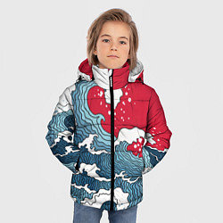 Куртка зимняя для мальчика Страна восходящего солнца - большая волна, цвет: 3D-черный — фото 2