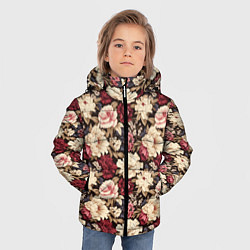 Куртка зимняя для мальчика Винтажные цветы паттерн, цвет: 3D-черный — фото 2