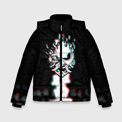 Куртка зимняя для мальчика Samurai glitch cyberpunk city, цвет: 3D-черный