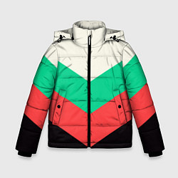 Куртка зимняя для мальчика Ломаные линии красно-зелёный, цвет: 3D-черный