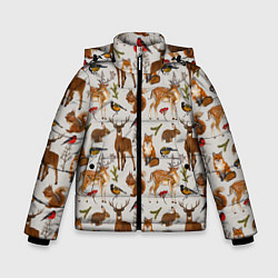 Куртка зимняя для мальчика Лесные животные, цвет: 3D-черный