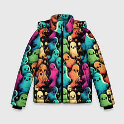Куртка зимняя для мальчика Паттерн с разноцветными приведениями, цвет: 3D-черный