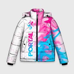 Куртка зимняя для мальчика Portal neon gradient style: по-вертикали, цвет: 3D-черный