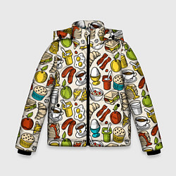 Куртка зимняя для мальчика Завтрак - цветной, цвет: 3D-черный