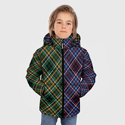 Куртка зимняя для мальчика Паттерн клетка ромбики, цвет: 3D-светло-серый — фото 2