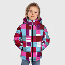 Куртка зимняя для мальчика Ретро квадраты вишнёвые, цвет: 3D-светло-серый — фото 2