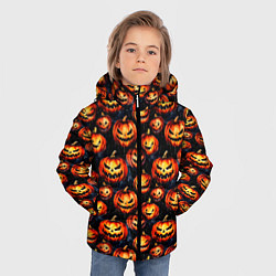 Куртка зимняя для мальчика Весёлые тыквы на Хеллоуин паттерн, цвет: 3D-красный — фото 2