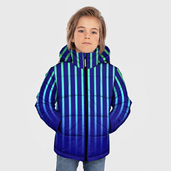 Куртка зимняя для мальчика Полосатый сине-зелёный градиент, цвет: 3D-черный — фото 2