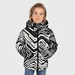 Куртка зимняя для мальчика Волнистые белые линии, цвет: 3D-черный — фото 2