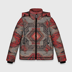 Куртка зимняя для мальчика Ковер в красных тонах, цвет: 3D-черный