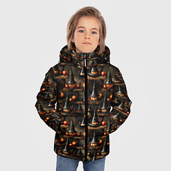 Куртка зимняя для мальчика Тыквы в шляпах на хеллоуин, цвет: 3D-черный — фото 2