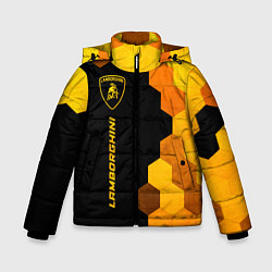 Куртка зимняя для мальчика Lamborghini - gold gradient: по-вертикали, цвет: 3D-черный