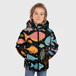 Куртка зимняя для мальчика Фолк-арт рыбовы, цвет: 3D-красный — фото 2
